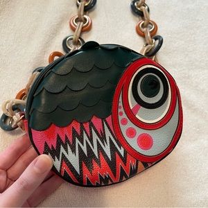 Rare Missoni Fish Eye leather Shoulder Bag acrylic strap punk Kawaii rave
